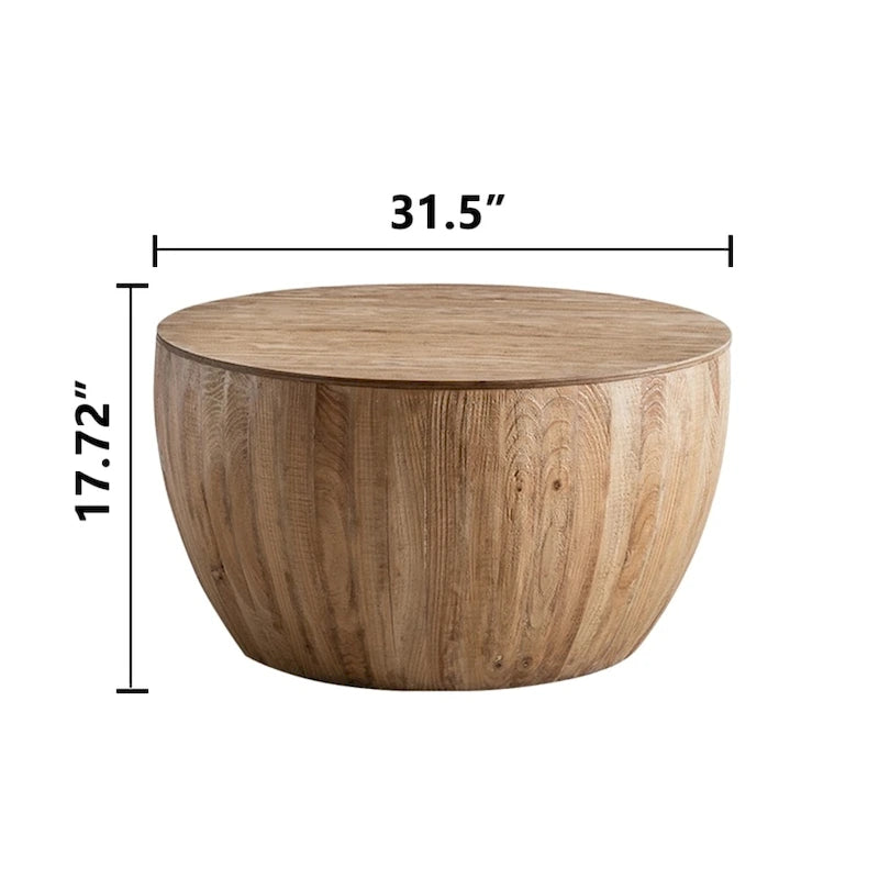 Tavolino da caffè in legno a forma di tamburo a secchiello in stile vintage