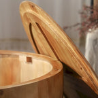 Tavolino da caffè in legno a forma di tamburo a secchiello in stile vintage