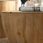 Tavolino da caffè in legno a forma di tamburo a secchiello in stile vintage