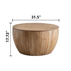 Tavolino da caffè in legno a forma di tamburo a secchiello in stile vintage
