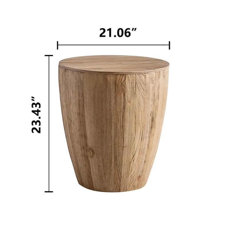 Tavolino da caffè in legno a forma di tamburo a secchiello in stile vintage