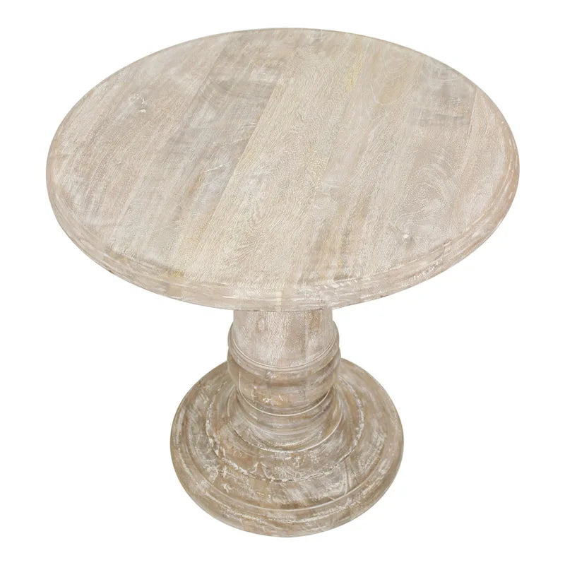 Tavolino rotondo in legno di mango naturale - 24 pollici