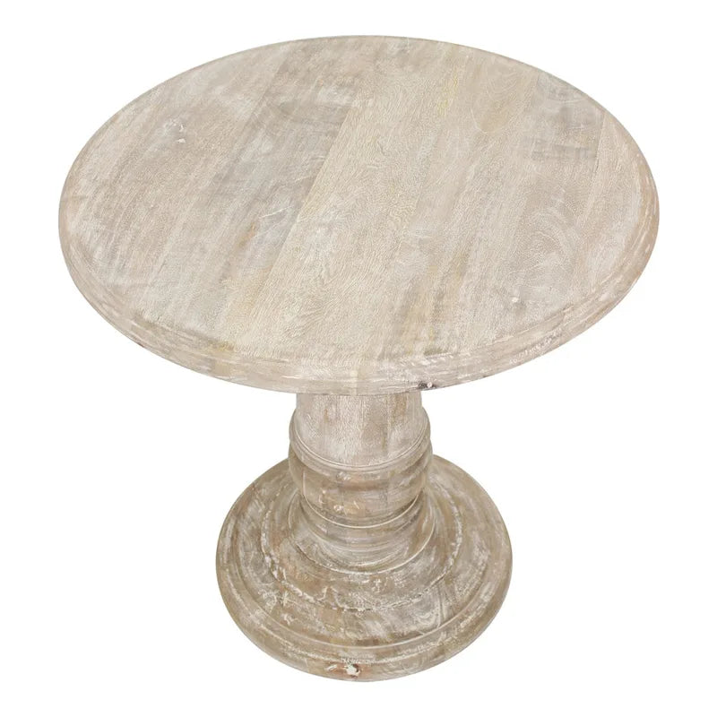 Tavolino rotondo in legno di mango naturale - 24 pollici