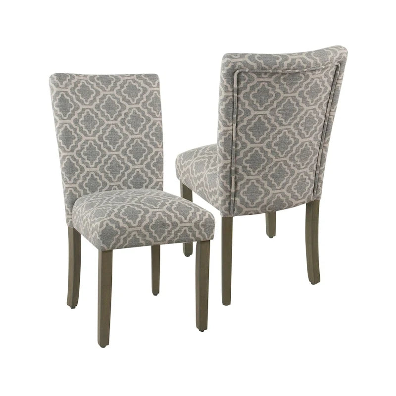 Set di 2 sedie da pranzo Parsons con motivo geometrico - Grigio cenere