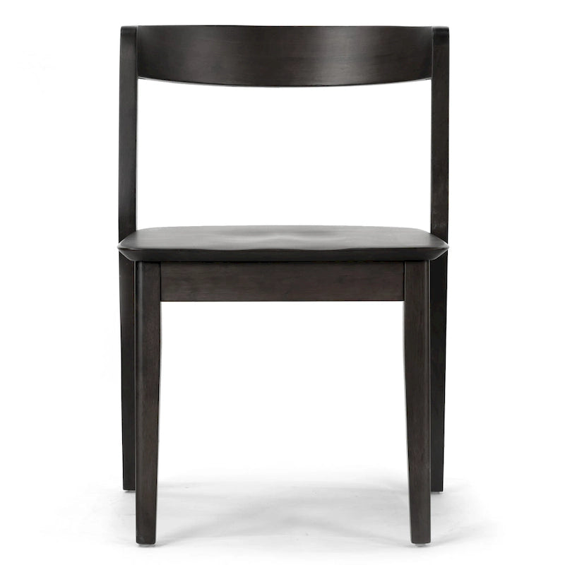 Set di 2 sedie da pranzo in legno massello nero con schienale curvo