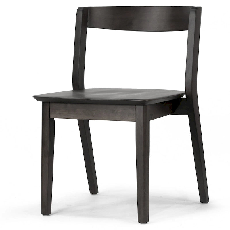 Set di 2 sedie da pranzo in legno massello nero con schienale curvo