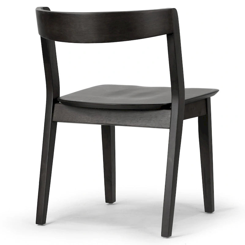 Set di 2 sedie da pranzo in legno massello nero con schienale curvo