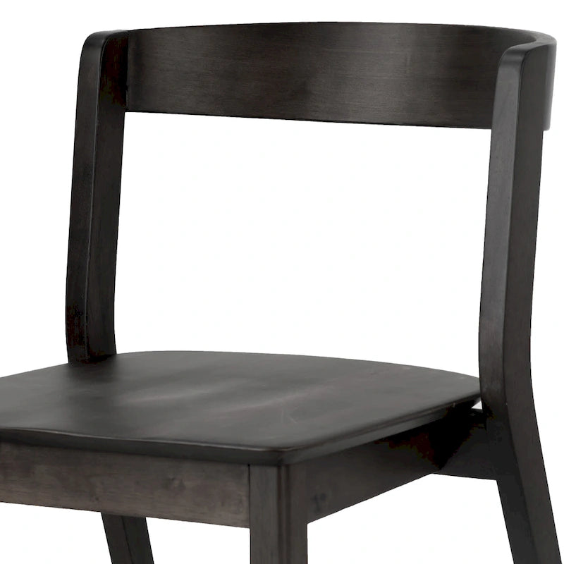 Set di 2 sedie da pranzo in legno massello nero con schienale curvo