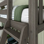 Letto a soppalco alto singolo con libreria a 3 ripiani - Legno massello
