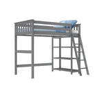 Letto a soppalco alto singolo con libreria a 3 ripiani - Legno massello