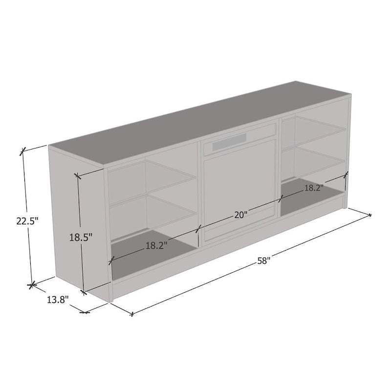 Supporto TV per caminetto elettrico da 58 pollici - Design moderno