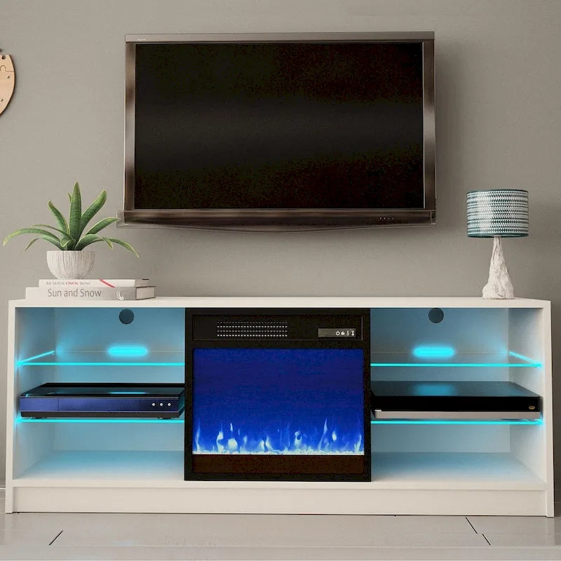 Supporto TV per caminetto elettrico da 58 pollici - Design moderno
