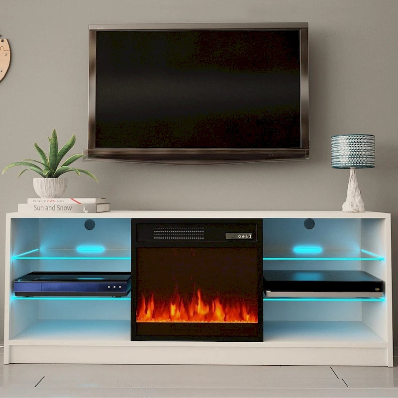 Supporto TV per caminetto elettrico da 58 pollici - Design moderno