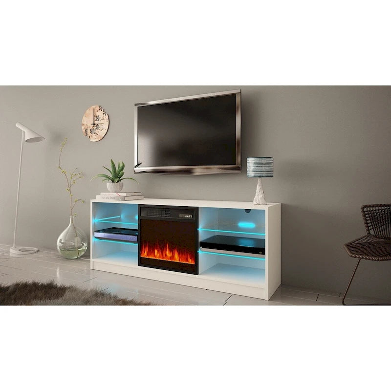 Supporto TV per caminetto elettrico da 58 pollici - Design moderno