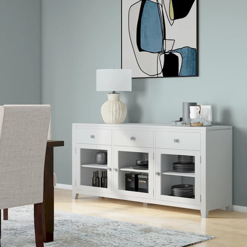 Credenza a buffet moderna in legno massello, larga 54 pollici, in mogano