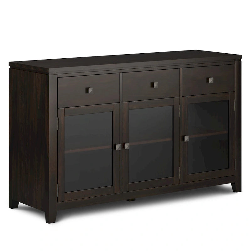 Credenza a buffet moderna in legno massello, larga 54 pollici, in mogano