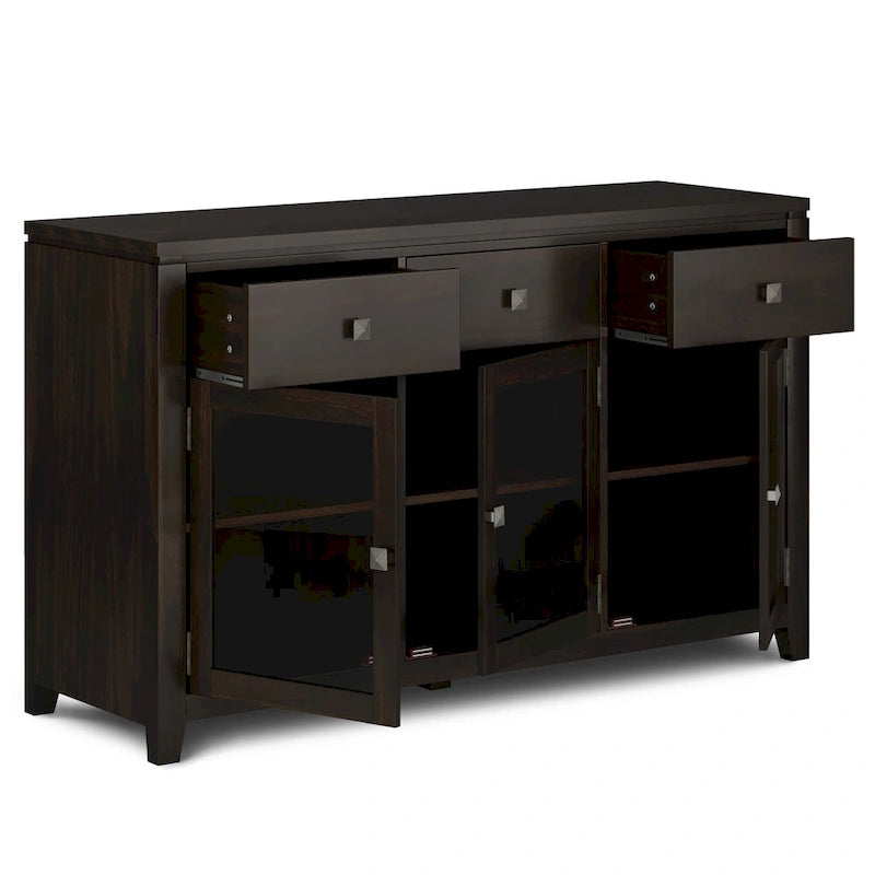 Credenza a buffet moderna in legno massello, larga 54 pollici, in mogano