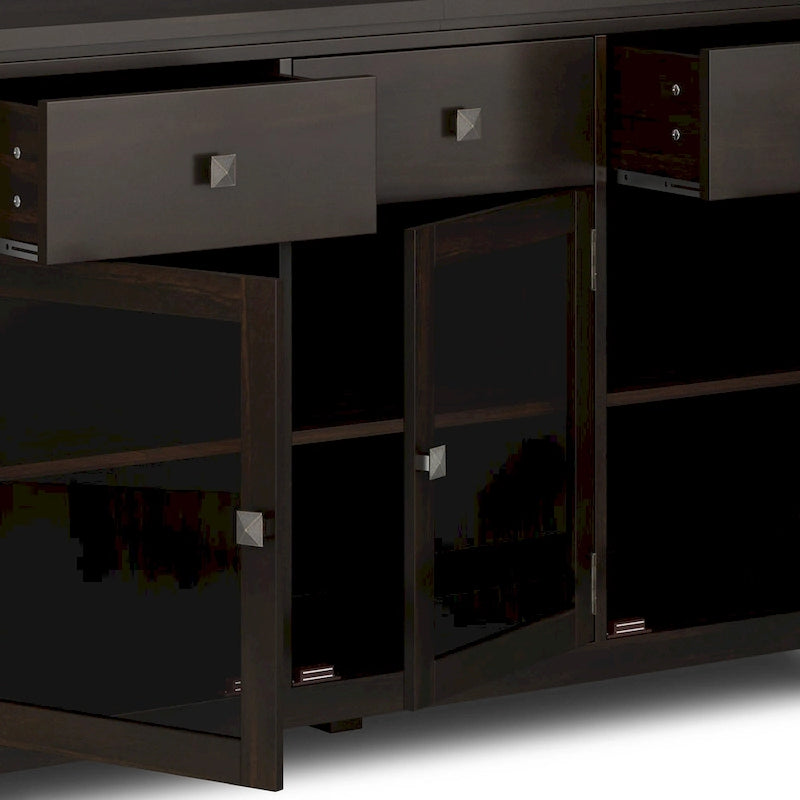 Credenza a buffet moderna in legno massello, larga 54 pollici, in mogano