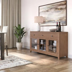 Credenza a buffet moderna in legno massello, larga 54 pollici, in mogano