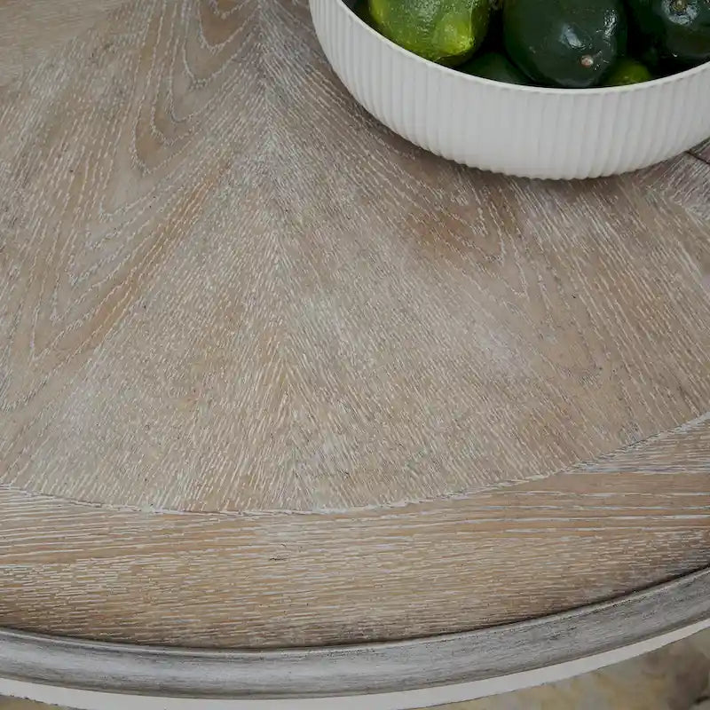 Set da pranzo con tavolo a piedistallo da 5 pezzi bianco antico