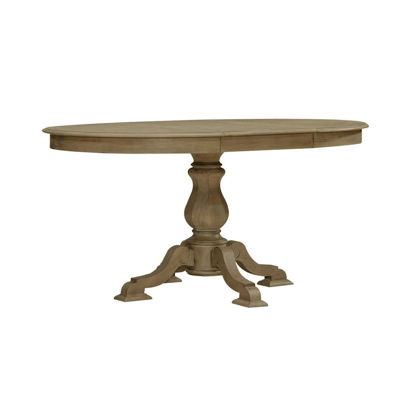 Set da pranzo con tavolo a piedistallo da 5 pezzi bianco antico