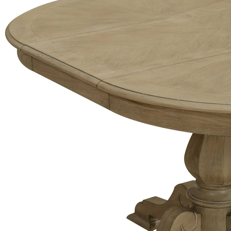 Set da pranzo con tavolo a piedistallo da 5 pezzi bianco antico