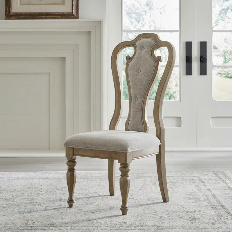 Set da pranzo con tavolo a piedistallo da 5 pezzi bianco antico