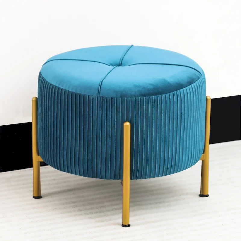 Pouf rotondo poggiapiedi con gambe in metallo - 42 cm