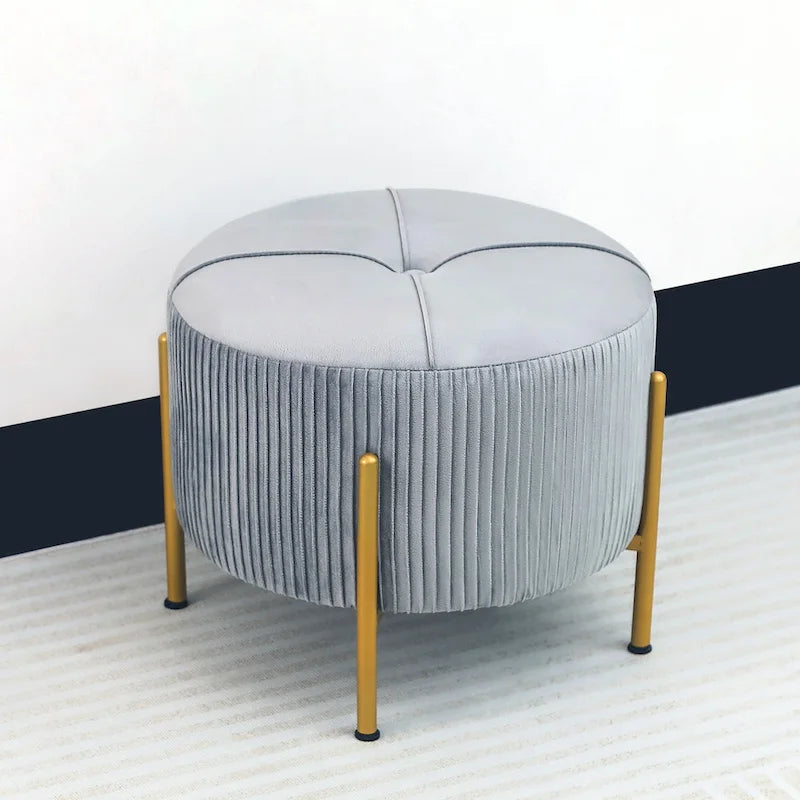 Pouf rotondo poggiapiedi con gambe in metallo - 42 cm