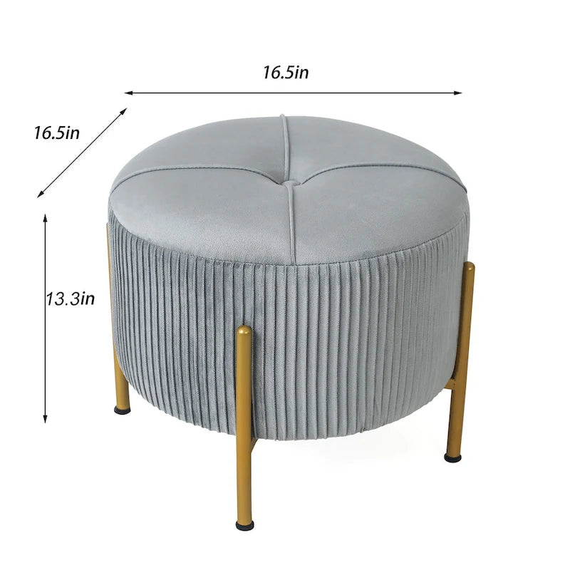 Pouf rotondo poggiapiedi con gambe in metallo - 42 cm