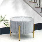 Pouf rotondo poggiapiedi con gambe in metallo - 42 cm