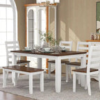 Set Sala da Pranzo 6 Pezzi con 4 Sedie e una Panca