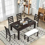 Set Sala da Pranzo 6 Pezzi con 4 Sedie e una Panca