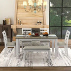 Set Sala da Pranzo 6 Pezzi con 4 Sedie e una Panca
