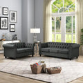 Set divano a due posti e divano Chesterfield capitonné (2 pezzi) - Tessuto in lino