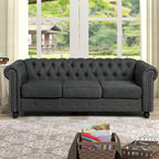 Set divano a due posti e divano Chesterfield capitonné (2 pezzi) - Tessuto in lino