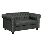 Set divano a due posti e divano Chesterfield capitonné (2 pezzi) - Tessuto in lino