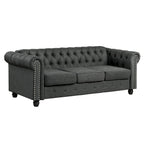 Set divano a due posti e divano Chesterfield capitonné (2 pezzi) - Tessuto in lino