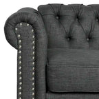 Set divano a due posti e divano Chesterfield capitonné (2 pezzi) - Tessuto in lino