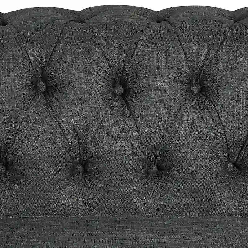 Set divano a due posti e divano Chesterfield capitonné (2 pezzi) - Tessuto in lino
