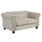 Set divano a due posti e divano Chesterfield capitonné (2 pezzi) - Tessuto in lino