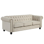 Set divano a due posti e divano Chesterfield capitonné (2 pezzi) - Tessuto in lino