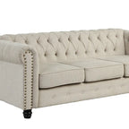 Set divano a due posti e divano Chesterfield capitonné (2 pezzi) - Tessuto in lino