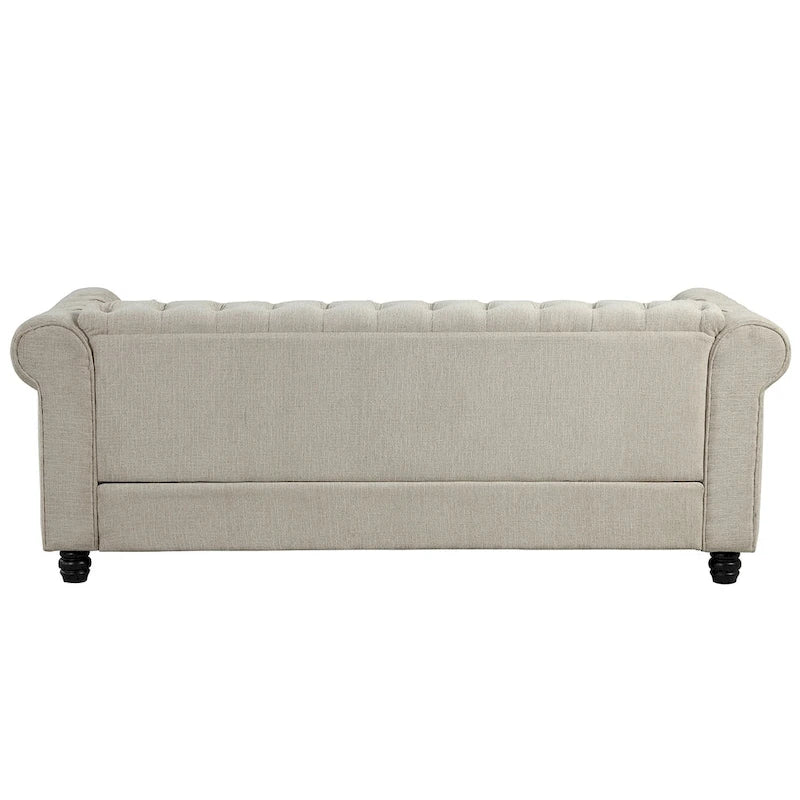 Set divano a due posti e divano Chesterfield capitonné (2 pezzi) - Tessuto in lino