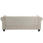 Set divano a due posti e divano Chesterfield capitonné (2 pezzi) - Tessuto in lino