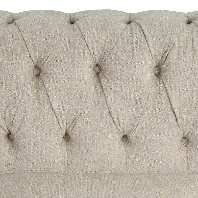 Set divano a due posti e divano Chesterfield capitonné (2 pezzi) - Tessuto in lino