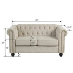 Set divano a due posti e divano Chesterfield capitonné (2 pezzi) - Tessuto in lino