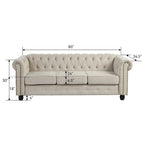 Set divano a due posti e divano Chesterfield capitonné (2 pezzi) - Tessuto in lino