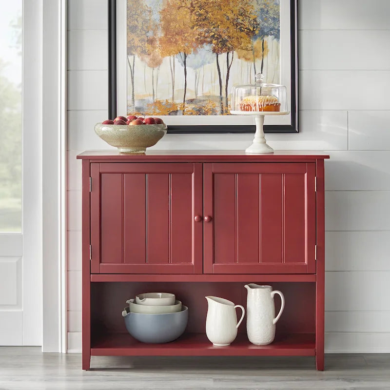 Credenza a 2 ante stile rustico con ripiani interni