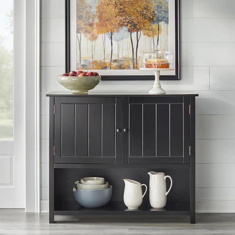 Credenza a 2 ante stile rustico con ripiani interni
